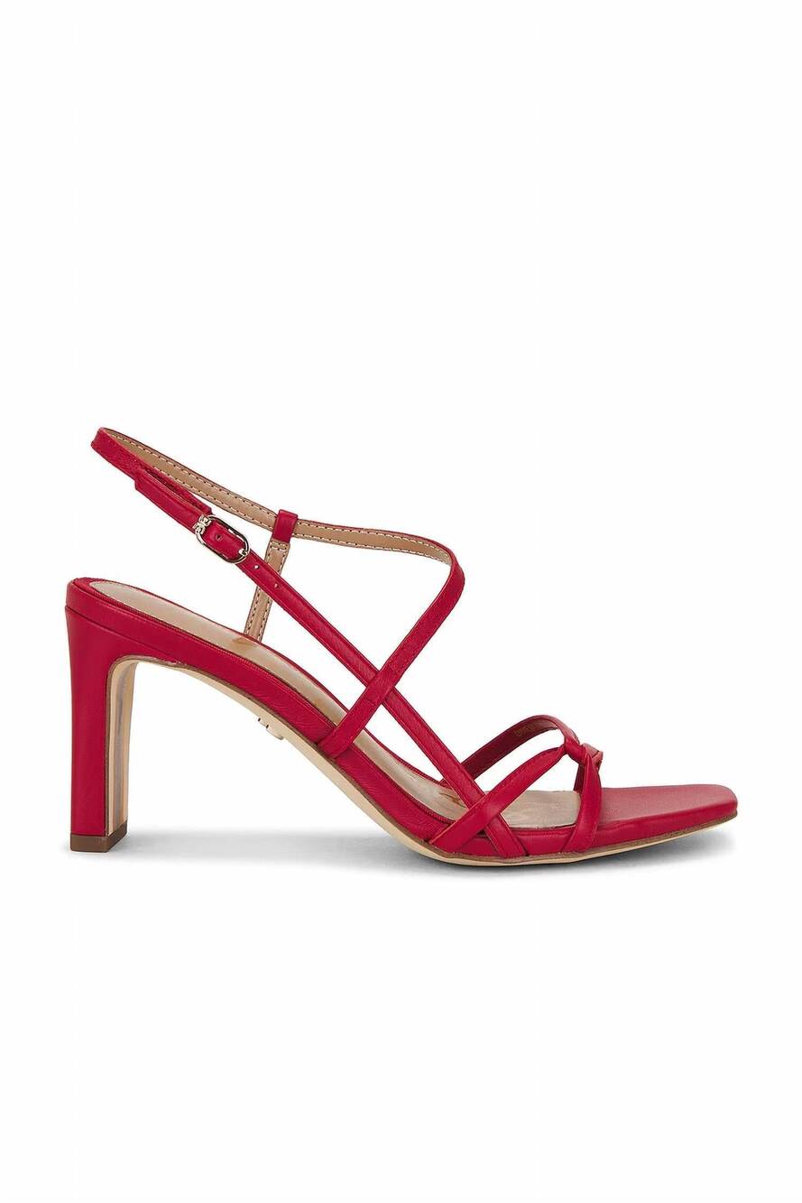NEW SAM EDELMAN women's emmie leather heeled sandals in red